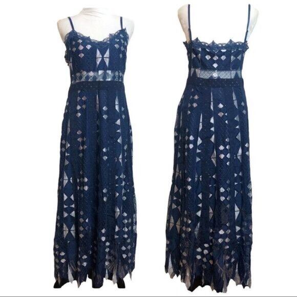 FOXIEDOX Bravo Zulu Metallic Lace Midi A-line Dress BNWT - Picture 4 of 6